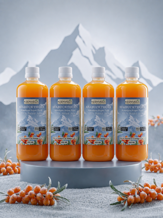KeenVeda Sea Buckthorn Juice 2 Litter – 99% Pure Himalayan Berry | Rich in Vitamin C, Omega 3, 6, 7 & 9
